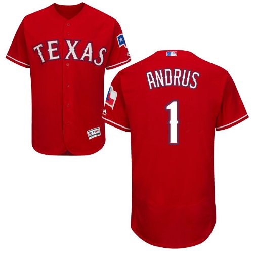 Rangers #1 Elvis Andrus Red Flexbase Authentic Collection Stitched MLB Jersey